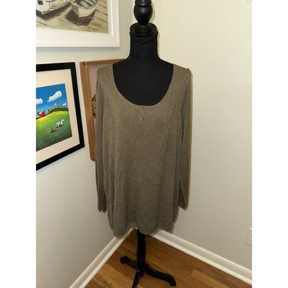Eileen Fisher Sweaters - Eileen Fisher Women’s Brown Knit Long Sleeve Henley Sweater Relaxed Granola XL